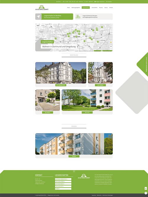 Darstellung der Übersicht über alle Liegenschaften von Julius Ewald Schmitt.