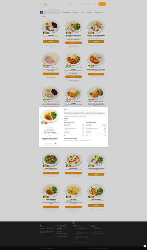 Darstellung der Website von Essenzmenü.