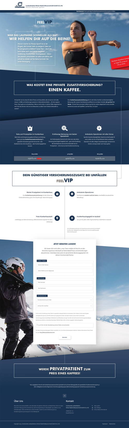 Darstellung der gesamten Website feelVIP der Continental Versicherung.