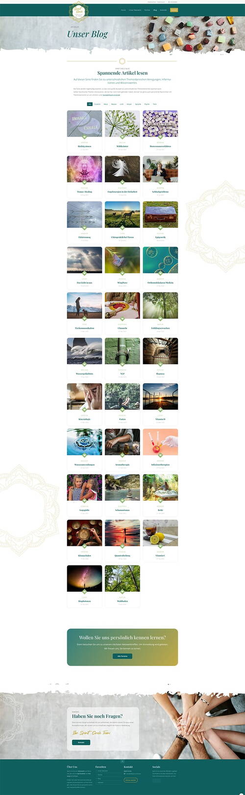 Darstellung des Blogsystems  der Website von Spirit Circle.