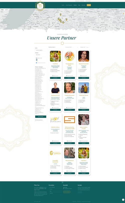 Darstellung der Partner Sektion der Website von Spirit Circle.