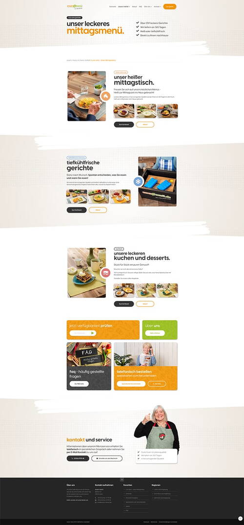 Darstellung der Website von Essenzmenü.