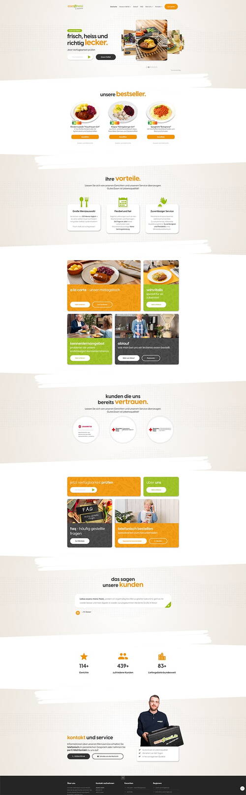 Darstellung der Website von Essenzmenü.